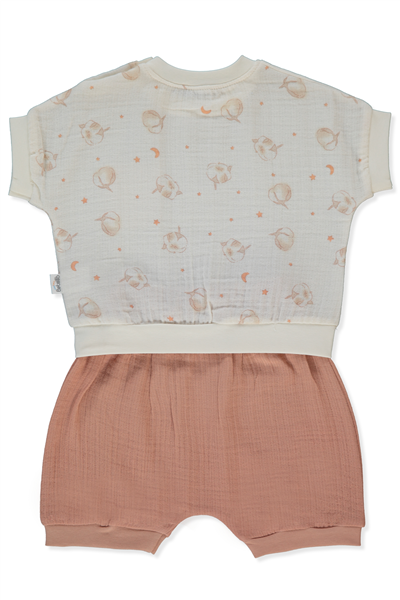 MÜSLİN ŞORTLU PİJAMA TAKIMI 2Lİ (PILLOWY) KİREMİT