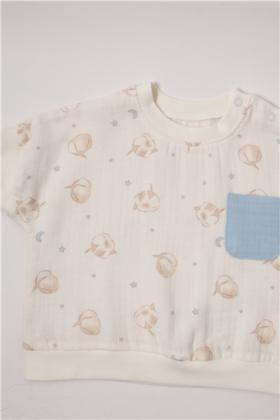 MÜSLİN ŞORTLU PİJAMA TAKIMI 2Lİ (PILLOWY) MAVİ