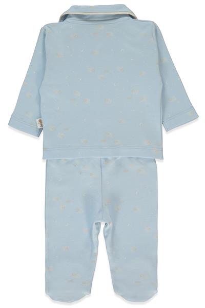 ORGANİK İNTERLOK PATİKLİ PİJAMA TAKIMI 2Lİ (ORGANIC SLEEPY SHEEPY) MAVİ