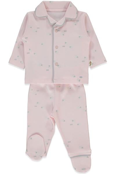 ORGANİK İNTERLOK PATİKLİ PİJAMA TAKIMI 2Lİ (ORGANIC SLEEPY SHEEPY) PEMBE