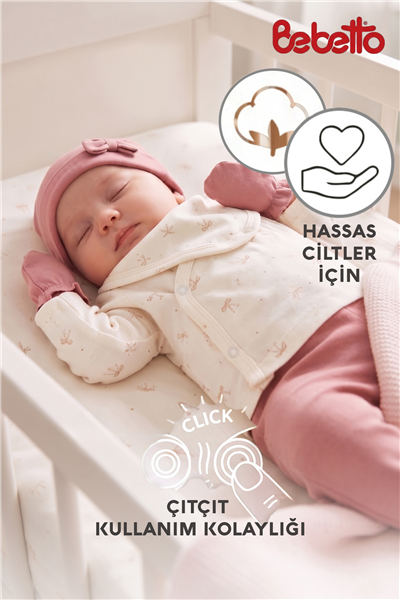 ORGANİK İNTERLOK PATİKLİ TULUM SET 3LÜ (ORGANIC WELCOME BABY) GÜL KURUSU