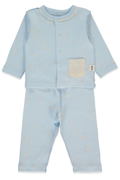 ORGANİK İNTERLOK PİJAMA TAKIMI 2Lİ (ORGANIC SLEEPY SHEEPY) MAVİ
