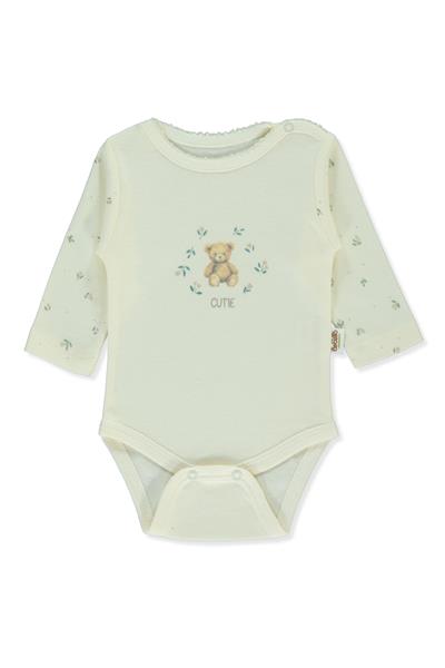 ORGANİK İNTERLOK UZUN KOLLU BODY AY (ORGANIC CUTE BEAR) EKRU