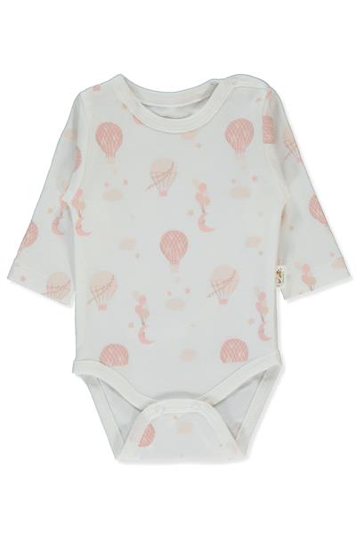 ORGANİK İNTERLOK UZUN KOLLU BODY AY (ORGANIC BORN WITH LOVE) EKRU