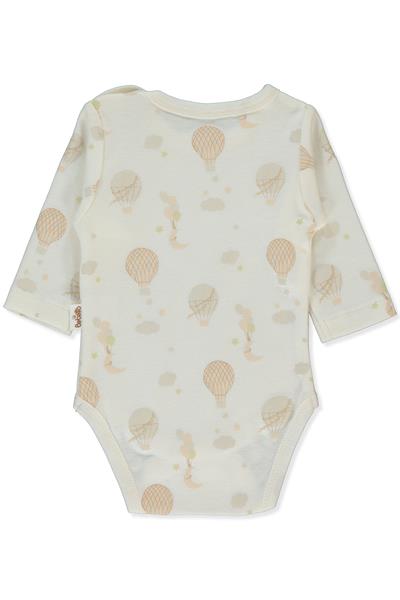 ORGANİK İNTERLOK UZUN KOLLU BODY AY (ORGANIC BORN WITH LOVE) KOYU EKRU