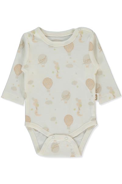 ORGANİK İNTERLOK UZUN KOLLU BODY AY (ORGANIC BORN WITH LOVE) KOYU EKRU