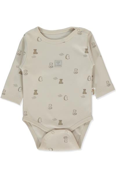 ORGANİK İNTERLOK UZUN KOLLU BODY AY (ORGANIC FUN MOMENT) BEJ