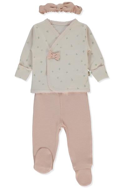 ORGANİK İNTERLOK ZIBIN SET 3LÜ (ORGANIC CUTE BEAR) PEMBE