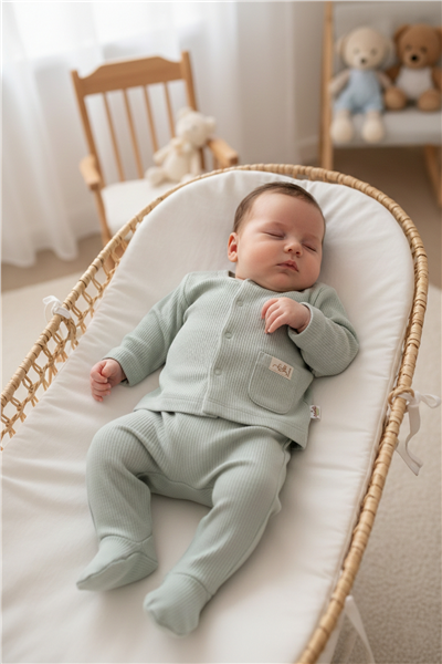 ORGANİK RAPORLU İNTERLOK PATİKLİ PİJAMA TAKIMI 2Lİ (ORGANIC BE NATURE) MİNT