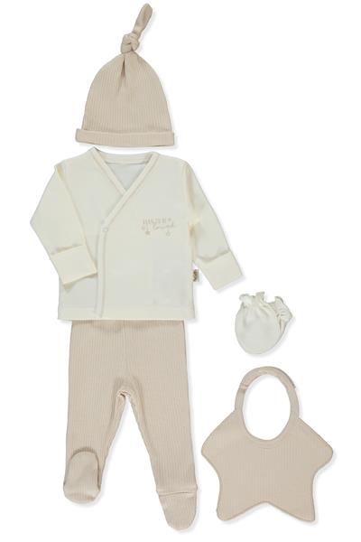 ORGANİK RAPORLU İNTERLOK ZIBIN SET 5Lİ (ORGANIC BORN WITH LOVE) BEJ