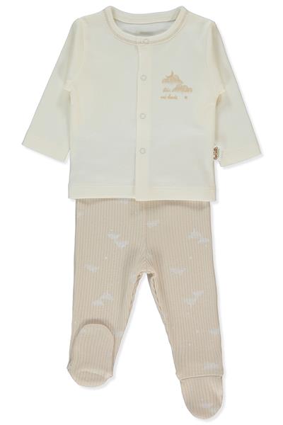 ORGANİK RAPORLU KAŞKORSE PATİKLİ PİJAMA TAKIMI 2LI (ORGANIC BORN WITH LOVE) BEJ