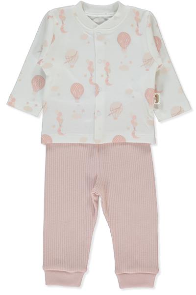 ORGANİK RAPORLU KAŞKORSE PATİKSİZ PİJAMA TAKIMI 2Lİ (ORGANIC BORN WITH LOVE) GÜL KURUSU