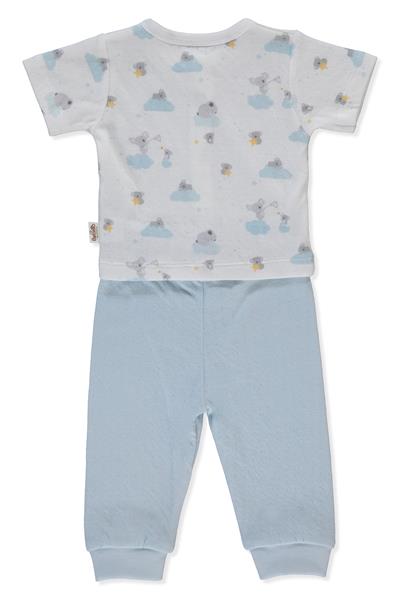 ORGANİK SÜPREM DOUBLE PATİKSİZ MİNİ PİJAMA TAKIMI 2Lİ (ORGANIC STARS AND KOALAS) MAVİ