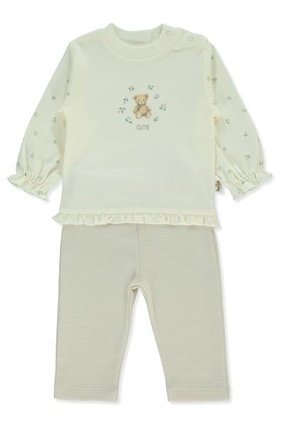 ORGANİK WAFFLE SÜPREM PATİKSİZ PİJAMA TAKIMI 2Lİ (ORGANIC CUTE BEAR) BEJ