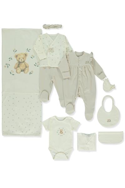 ORGANİK WAFFLE SÜPREM ZIBIN SET 10LU (ORGANIC CUTE BEAR) BEJ