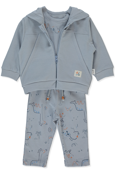 PİKE HIRKA 3LÜ TAKIM (DINO) MAVİ