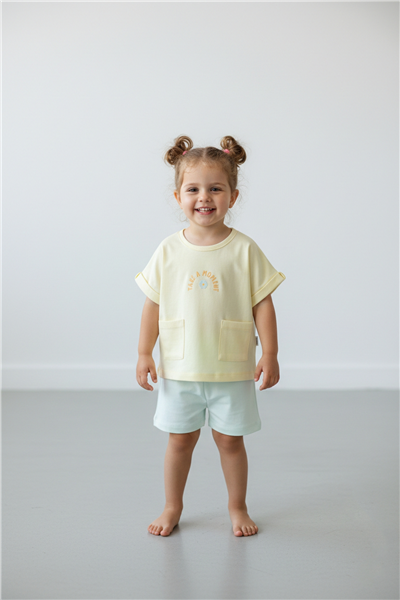 PİKE ŞORT 2Lİ TAKIM (COLORFUL MOMENT) SARI