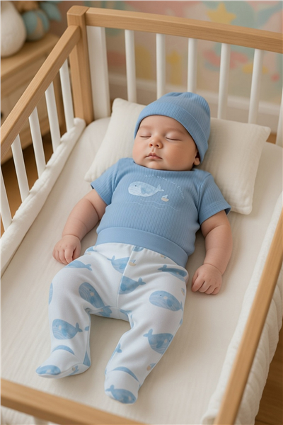 RAPORLU İNTERLOK BODY SET 3LÜ (SAIL AWAY) İNDİGO
