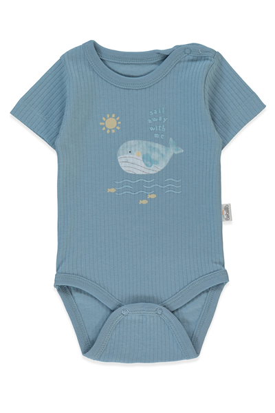 RAPORLU İNTERLOK KISA KOLLU BODY AY (SAIL AWAY) İNDİGO