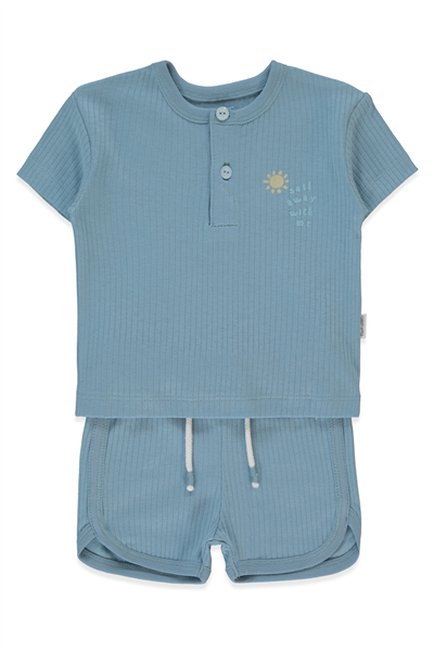 RAPORLU İNTERLOK ŞORTLU PİJAMA TAKIMI 2Lİ (SAIL AWAY) İNDİGO