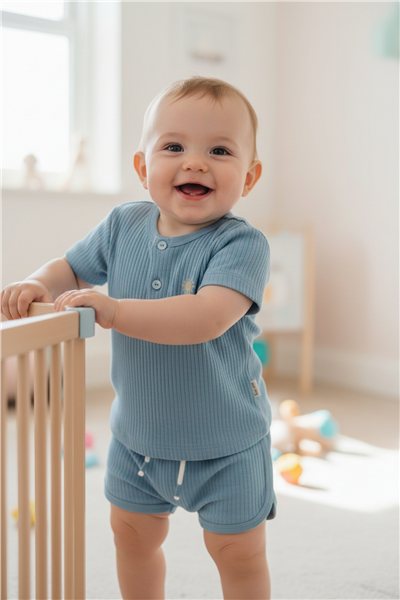 RAPORLU İNTERLOK ŞORTLU PİJAMA TAKIMI 2Lİ (SAIL AWAY) İNDİGO