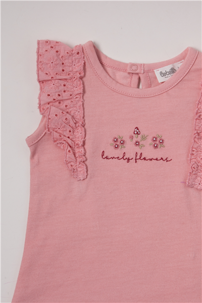 RAPORLU İNTERLOK TAYT 2Lİ TAKIM (LOVELY FLOWERS) PEMBE