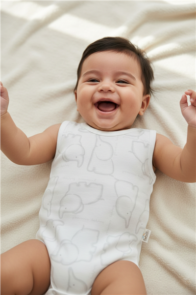 RİBANA ATLET BODY YAŞ (HAPPY ANIMAL) GRİ MELANJ
