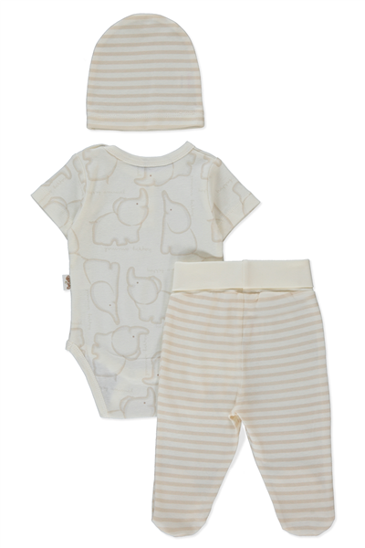 RİBANA BODY SET 3LÜ (HAPPY ANIMAL) BEJ