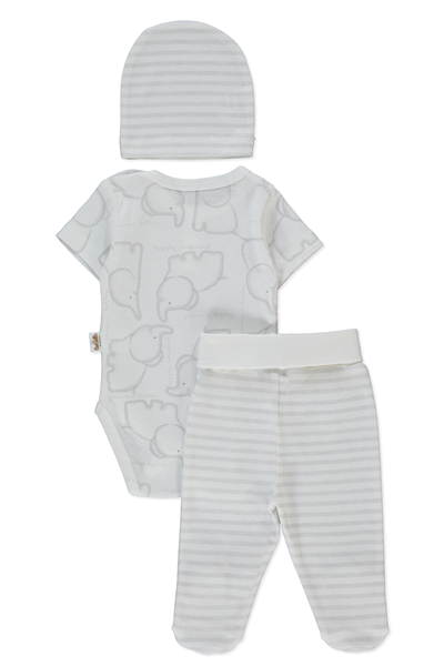 RİBANA BODY SET 3LÜ (HAPPY ANIMAL) GRİ MELANJ
