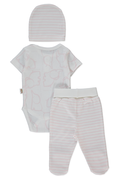 RİBANA BODY SET 3LÜ (HAPPY ANIMAL) PEMBE