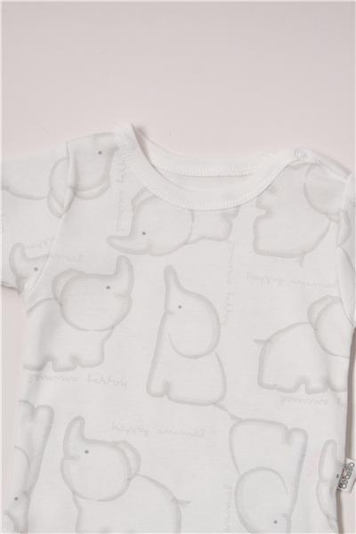 RİBANA KISA KOLLU BODY AY (HAPPY ANIMAL) GRİ MELANJ