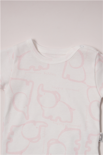 RİBANA KISA KOLLU BODY AY (HAPPY ANIMAL) PEMBE