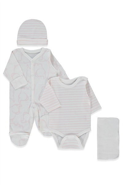 RİBANA PREMATURE TULUM SET 4LÜ (HAPPY ANIMAL) PEMBE