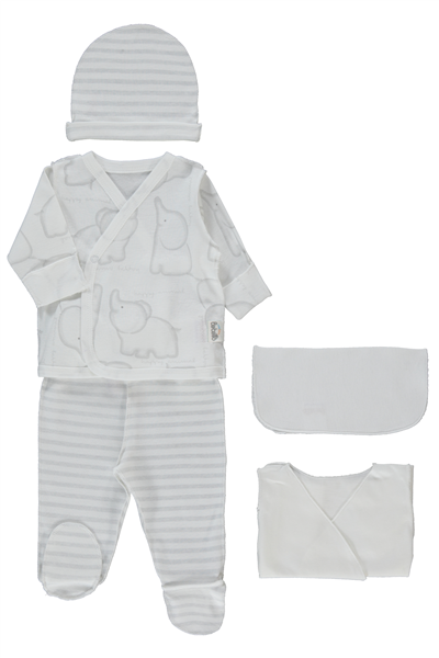 RİBANA PREMATURE ZIBIN SET 5Lİ (HAPPY ANIMAL) GRİ MELANJ