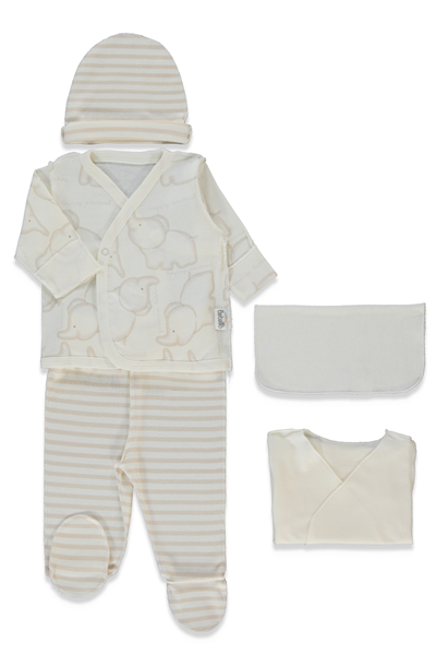 RİBANA PREMATURE ZIBIN SET 5Lİ (HAPPY ANIMAL) BEJ