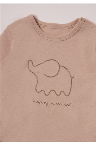 RİBANA ŞORTLU PİJAMA TAKIMI 2Lİ (HAPPY ANIMAL) BEJ