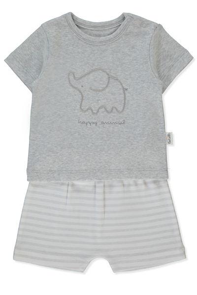 RİBANA ŞORTLU PİJAMA TAKIMI 2Lİ (HAPPY ANIMAL) GRİ MELANJ