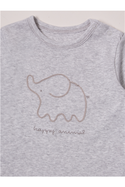 RİBANA ŞORTLU PİJAMA TAKIMI 2Lİ (HAPPY ANIMAL) GRİ MELANJ