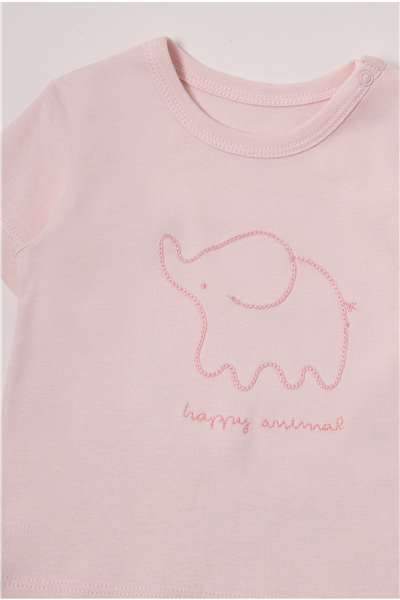 RİBANA ŞORTLU PİJAMA TAKIMI 2Lİ (HAPPY ANIMAL) PEMBE