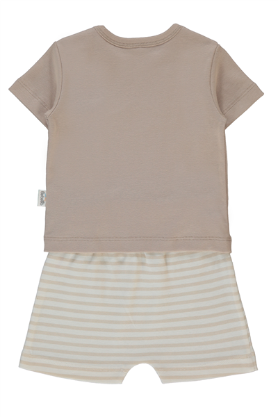 RİBANA ŞORTLU PİJAMA TAKIMI 2Lİ (HAPPY ANIMAL) BEJ