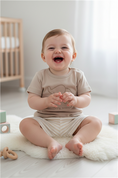 RİBANA ŞORTLU PİJAMA TAKIMI 2Lİ (HAPPY ANIMAL) BEJ