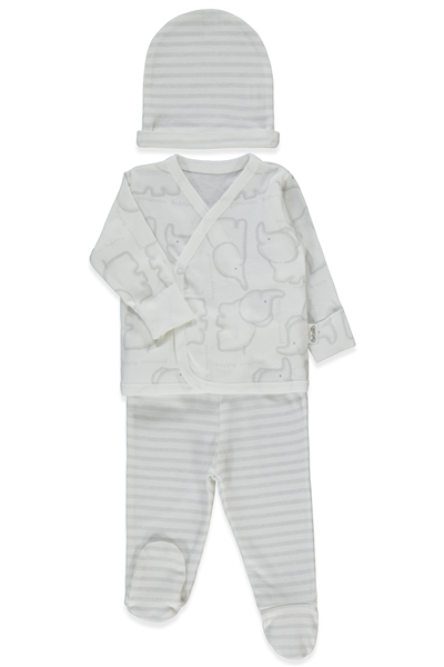 RİBANA ZIBIN SET 3LÜ (HAPPY ANIMAL) GRİ MELANJ