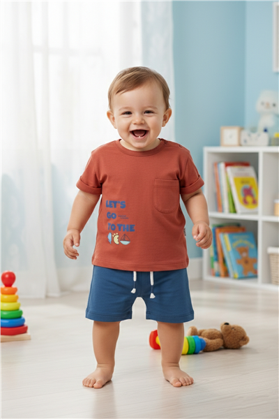 SÜPREM ŞORT 2Lİ TAKIM (HAPPY FISH) İNDİGO