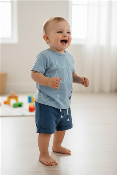 SÜPREM ŞORT 2Lİ TAKIM (HAPPY FISH) İNDİGO