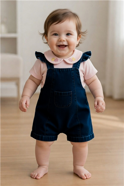TENCEL SALOPET 2Lİ TAKIM (FLOWER GIRL) LACİVERT
