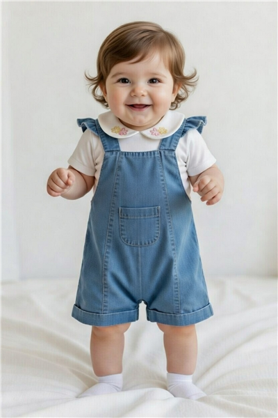TENCEL SALOPET 2Lİ TAKIM (FLOWER GIRL) MAVİ