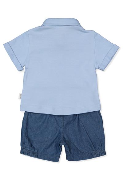 TENCEL ŞORT 2Lİ TAKIM (COLORED LINES) MAVİ