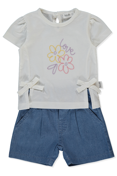 TENCEL ŞORT 2Lİ TAKIM (FLOWER GIRL) MAVİ