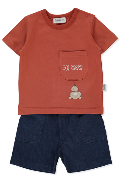 TENCEL ŞORT 2Lİ TAKIM (HELLO) KİREMİT