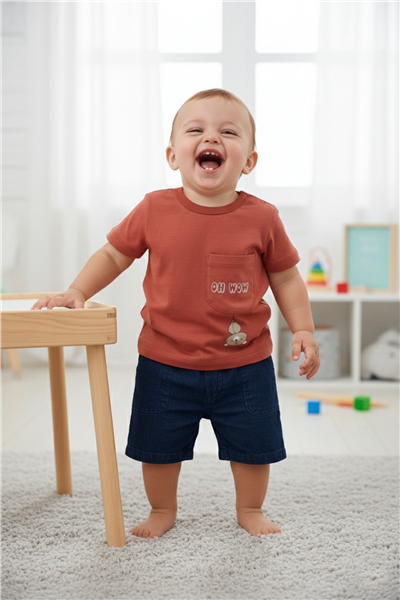 TENCEL ŞORT 2Lİ TAKIM (HELLO) KİREMİT